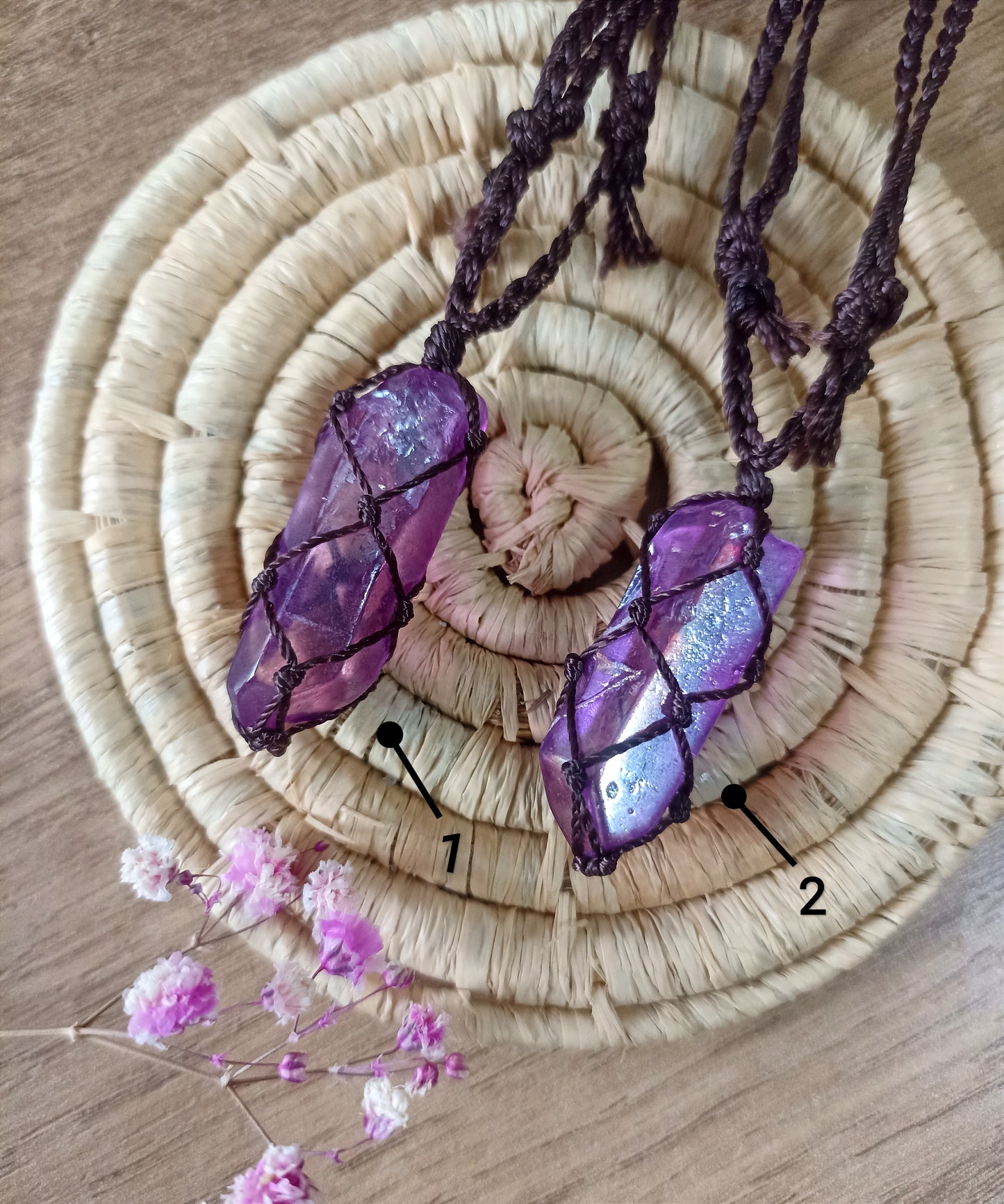 Dyed Quartz Macrame Necklace